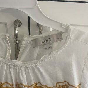 LOFT Ivory Top with Mustard Detailing